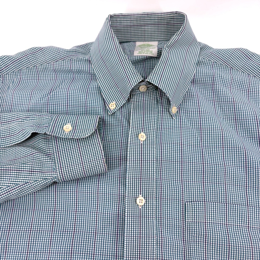Brooks Brothers Milano‎ Original Shirt Button Down Long Sleeve Gingham Men 16 33